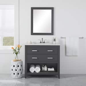 Staghorn 37 in. W x 19 in. D x 36 in. H Single Sink  Bath Vanity in Shale Gray with Silver Ash Solid Surface Top