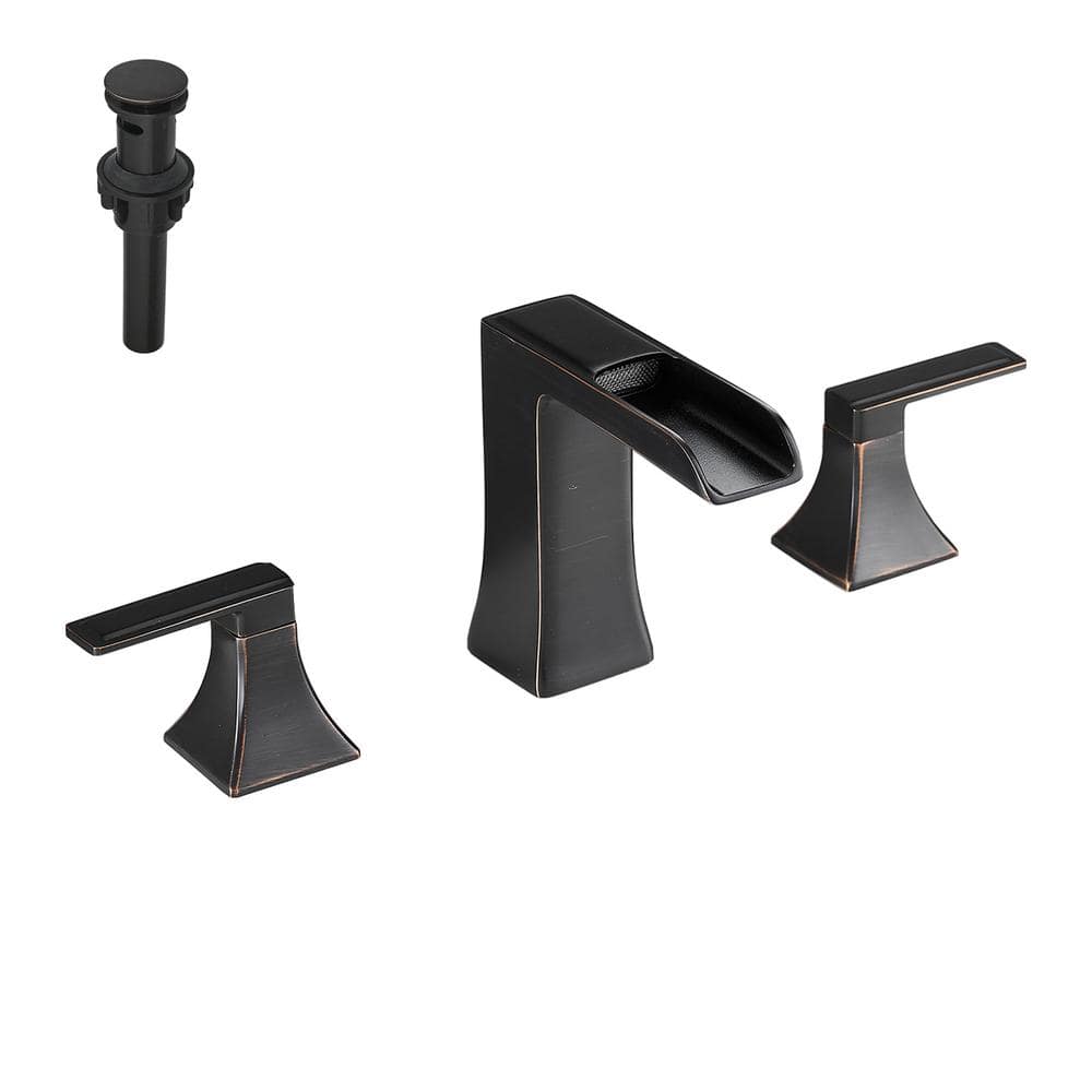 8 in. Widespread 2-Handle Bathroom Faucet With Pop-Up Drain Assembly and Wa