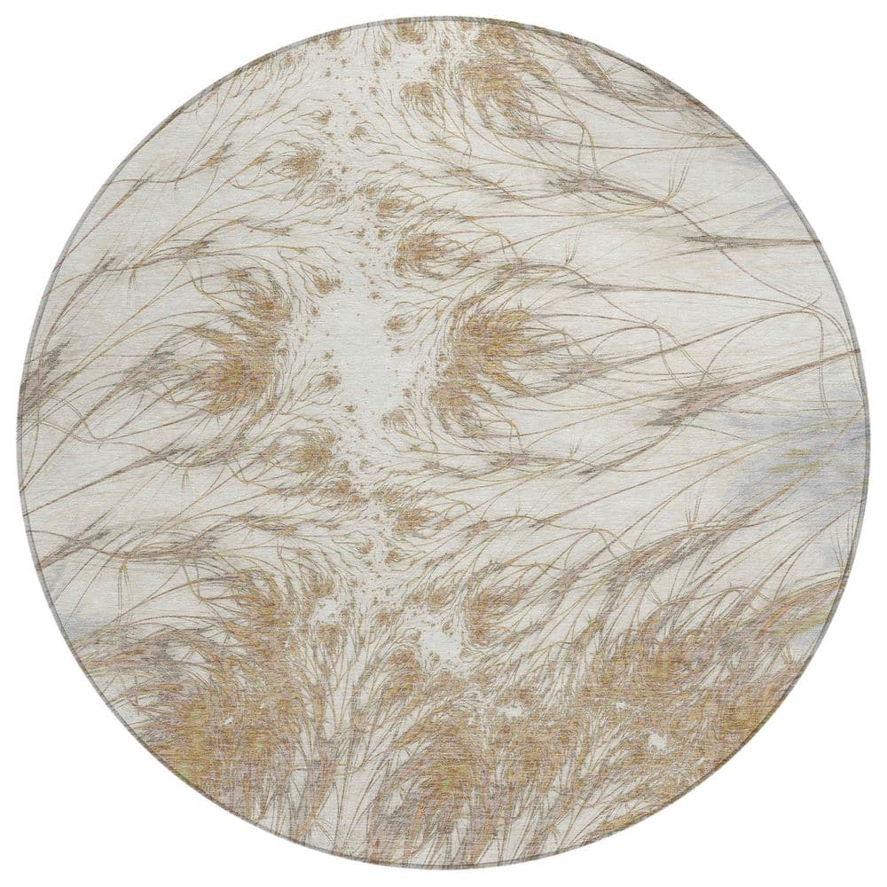Chantille Machine Washable Indoor/Outdoor Abstract ACN2599 Ivory 8 ft. x 8 ft. Round Rug price history on PriceWatchPro