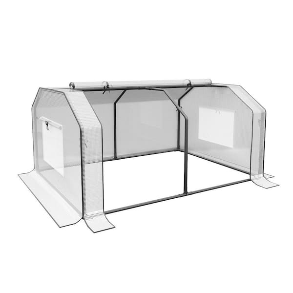 48 in. W x 36 in. D x 36 in. H Mini Greenhouse with Double Roll-Up Zippered Doors, PE Cover