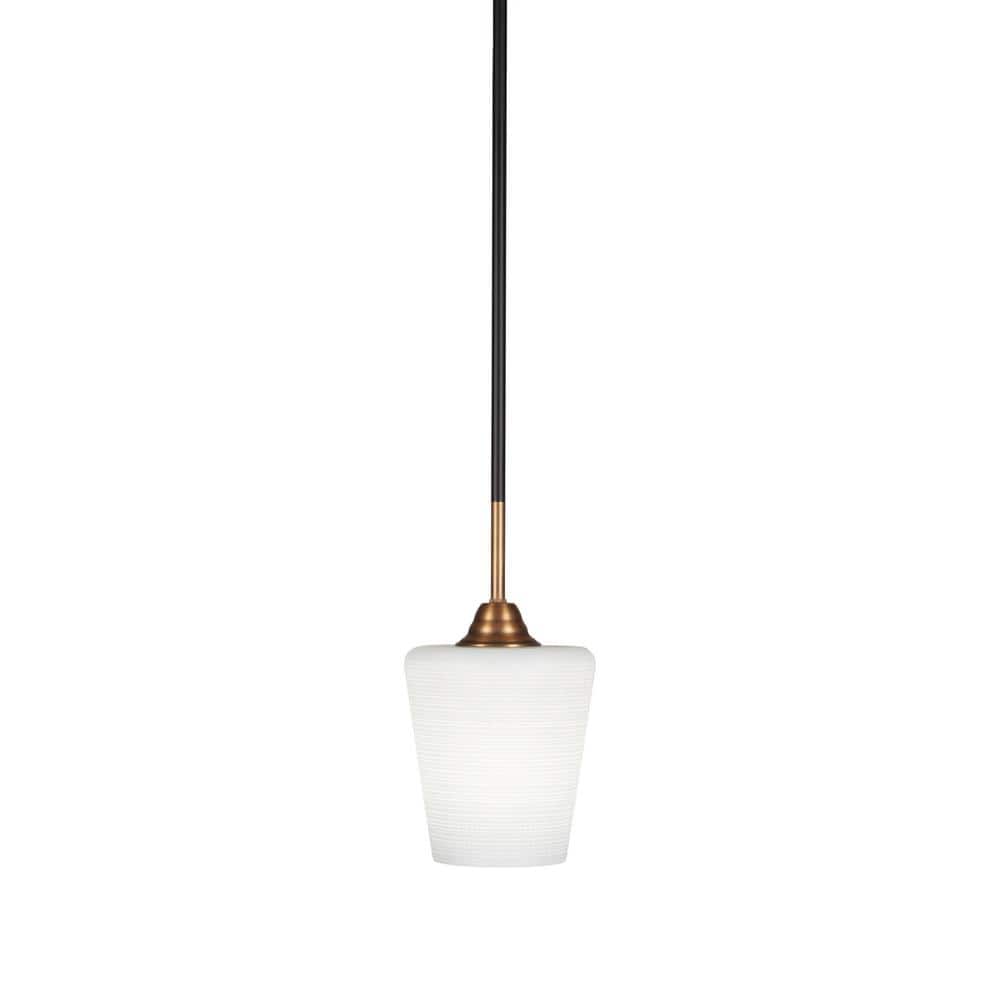 Madison 100Watt 1Light Matte Black & Brass Shaded Pendant Light with