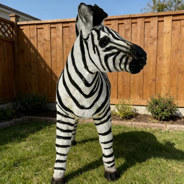 FUNKOL White 19.49 in. W x 18.31 in. H Resin Zebra Garden Statue