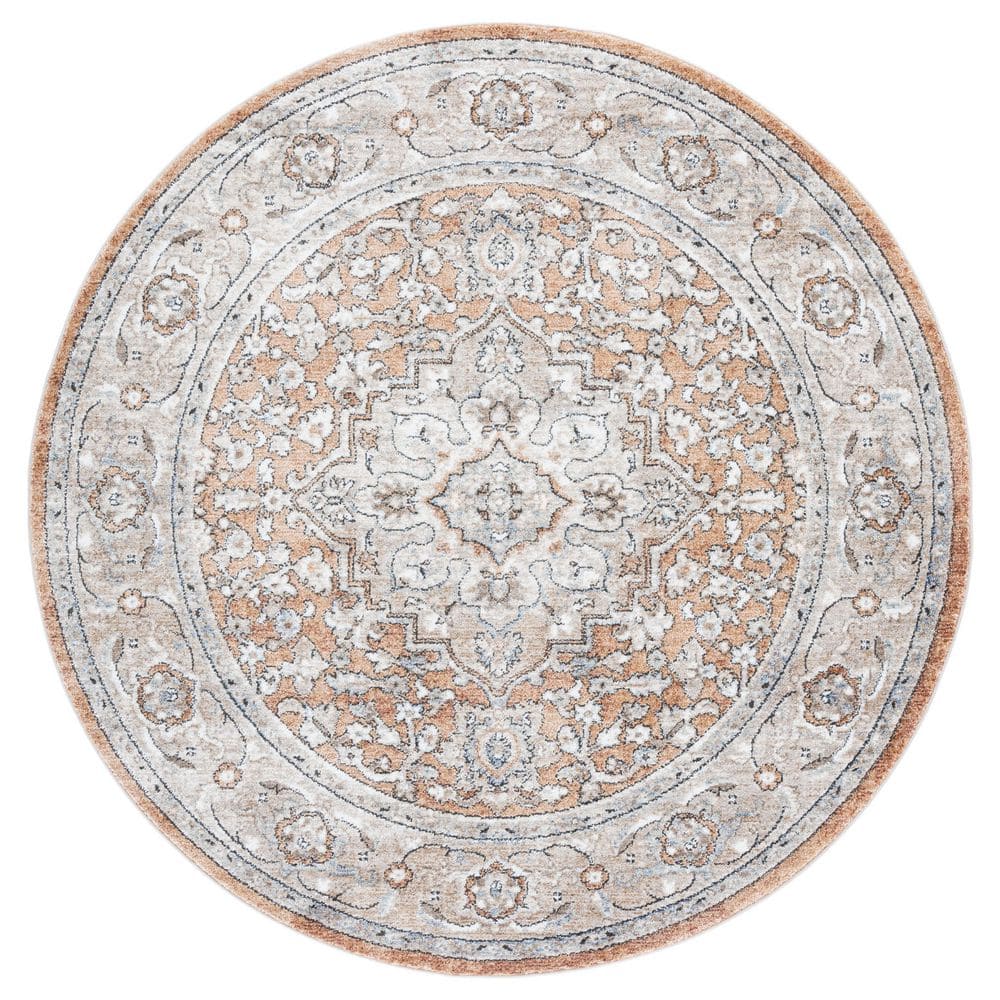 Jasmine 5 ft. x 5 ft. Gold/Gray Distressed Ornate Round Area Rug price history on PriceWatchPro