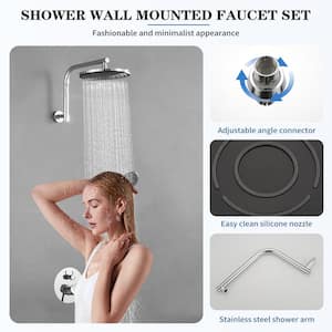 Round Single Handle 3-Spray Shower Faucet 2.5 GPM With High Pressure Rain Shower Head in Polished Chrome(Valve Included)