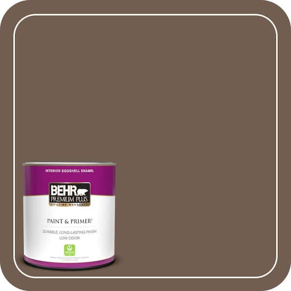 BEHR PREMIUM PLUS 1 qt. #PPF-52 Rich Brown Eggshell Enamel Low Odor Interior Paint & Primer