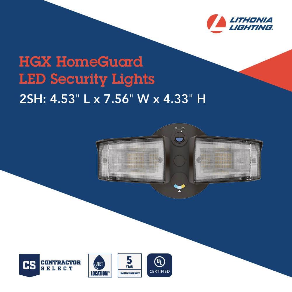 Dark Bronze Dual Head LED Outdoor Security Floodlight