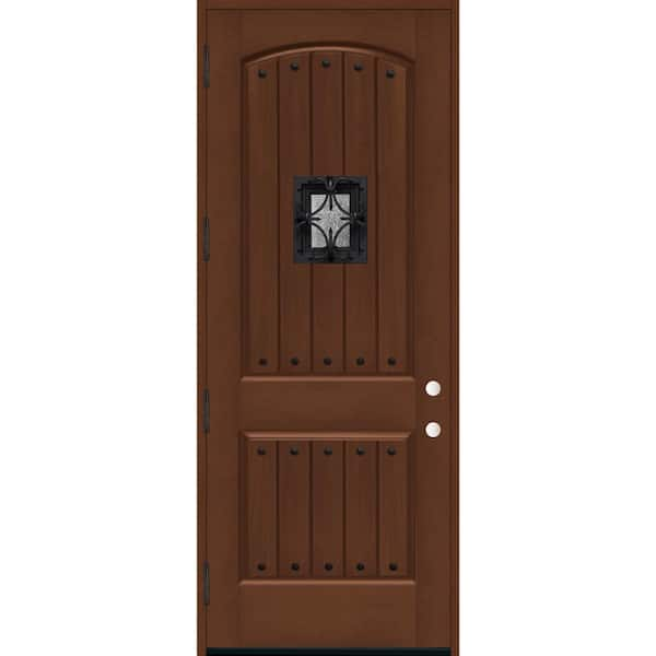 Steves & Sons 36 in. x 96 in. 2-Panel Left Hand/Outswing Chestnut Stain Fiberglass Prehung Front Door with 4-9/16 in. Jamb Size