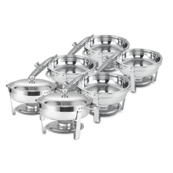 Tunearary 6 qt. Round Chafing Dish Buffet Catering Dish for Home and Outdoor, with Food pan (4-Pack)