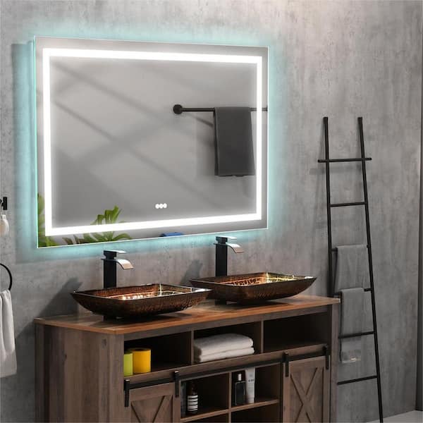 Satico 72 in. W x 36 in. H Rectangular Frameless Anti-Fog LED Light Wall Mounted Bathroom Vanity Mirror