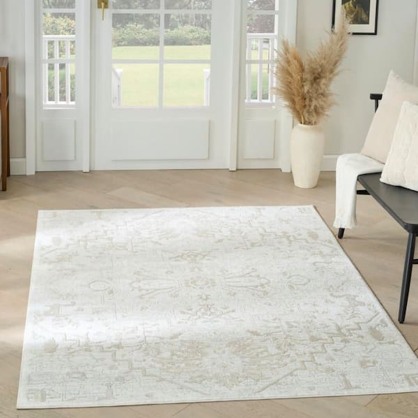 Dekor Ivory 4 ft. x 6 ft. Medallion Traditional Area Rug