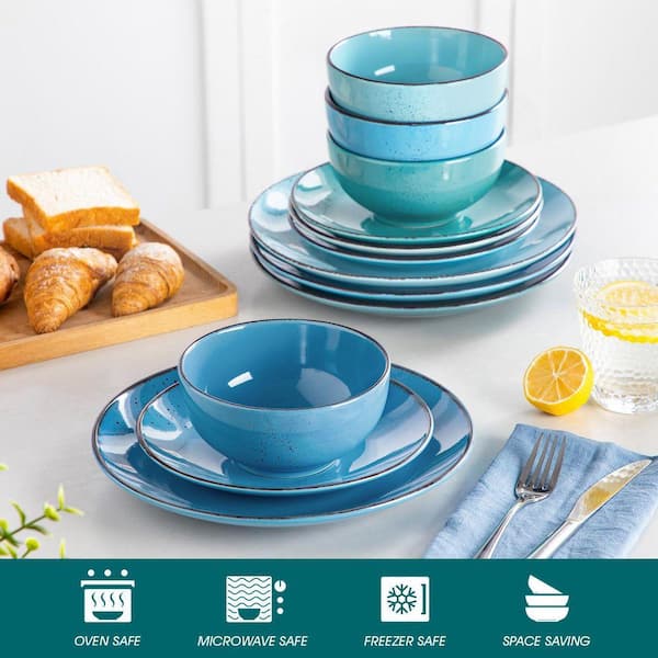 vancasso 12-Piece Multi-blue Stoneware Dinnerware Set Service for