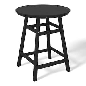 Laguna 35 in. Round HDPE Plastic All Weather Outdoor Patio Counter Height High Top Bistro Table in Black
