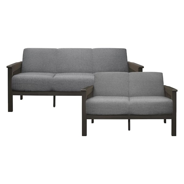 EVERGLADE HOME Copley 121 in. W Square Arm Polyester Rectangle Sofa in Gray with 5-Seats
