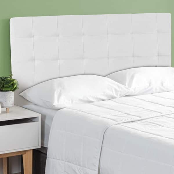 HOMESTOCK White Upholstered Tufted Headboard for Full and Queen Beds, Height Adjustable Headboard