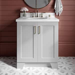 Taylor 31 in. W x 22 in. D x 36 in. H Freestanding Bath Vanity in Grey with Pure White Quartz Top