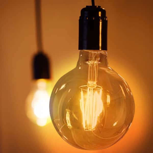 60-Watt Equivalent G40 Dimmable LED Amber Glass Vintage Edison Light Bulb 