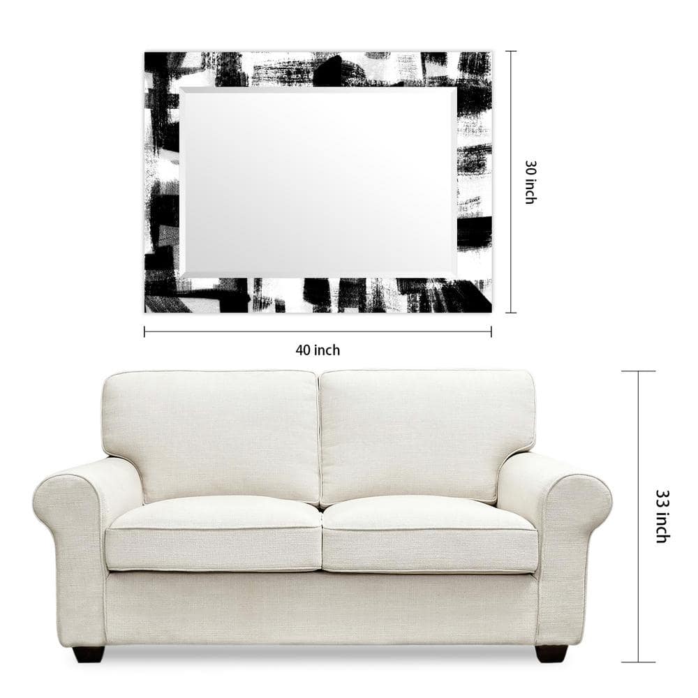 Frameless Rectangular 40" x 30" Black and White Mirror