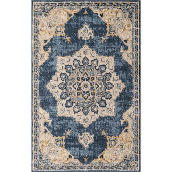 Unique Loom Utopia Helios Navy Blue 5' 0 x 8' 0 Area Rug