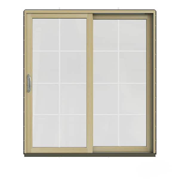 JELD-WEN 72 in. x 80 in. W-2500 Contemporary Black Clad Wood Right-Hand 8 Lite Sliding Patio Door w/Unfinished Interior