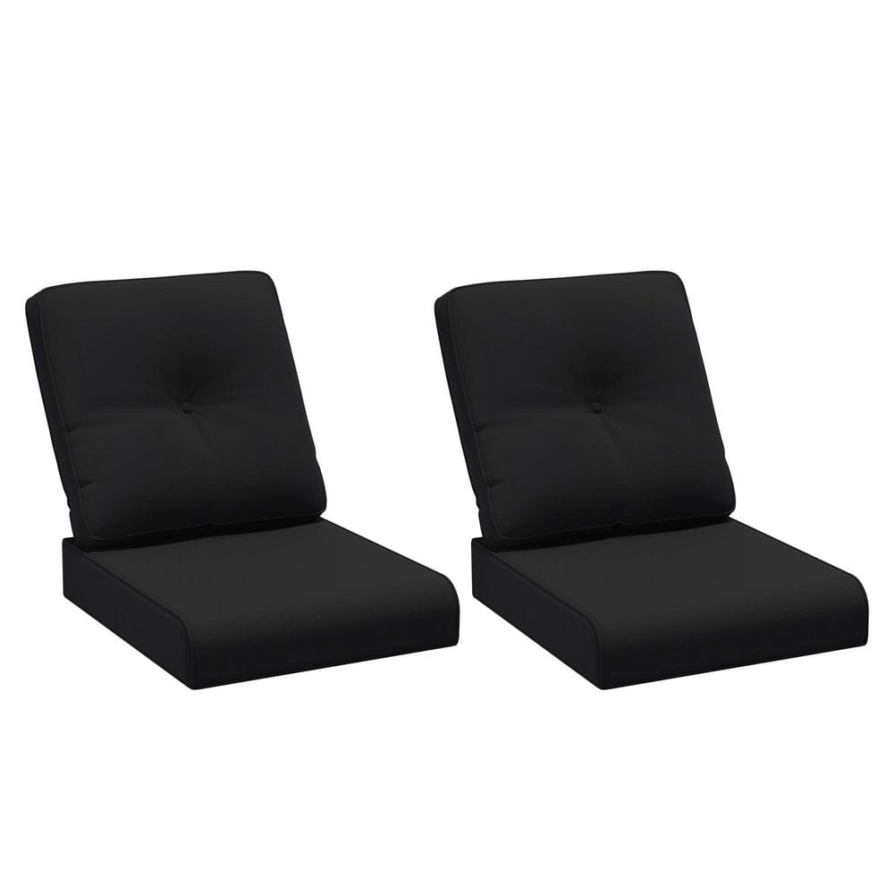 22 in. x 24 in. 2-Piece Outdoor Lounge Chair Replacement Cushion Set in Black