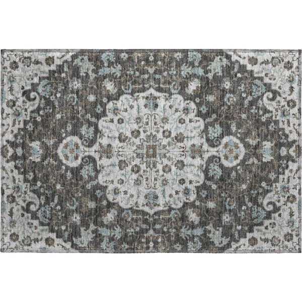 Mayfield Premium Machine Washable Abstract AMF2463 Silver 2 ft. x 3 ft. Accent Rug
