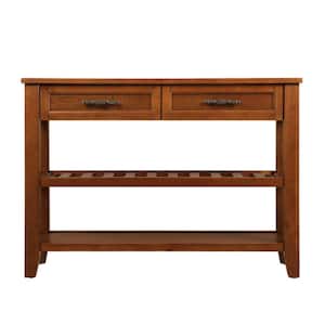 42 in. Solid Wood Pantry Organizer Buffet Sideboard 2-Drawers and 2 Tiers Shelves in Brown