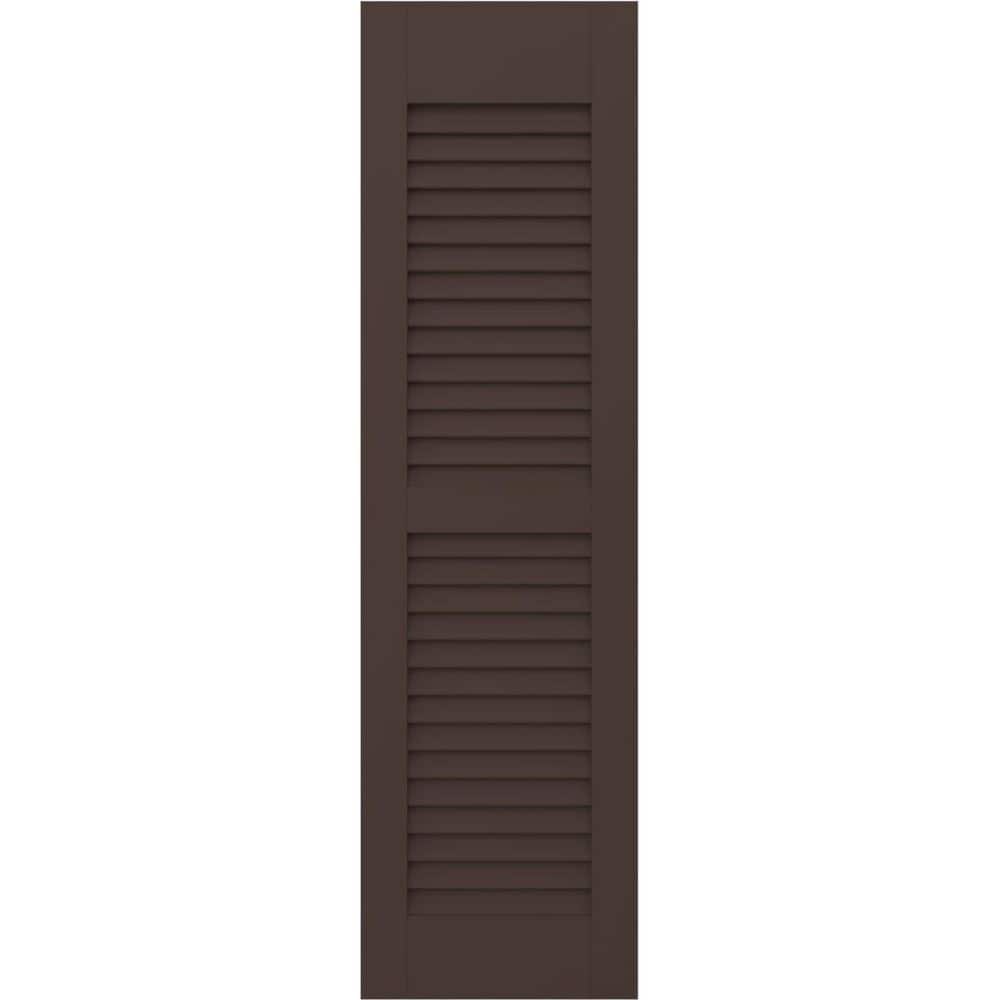 Americraft 12 in. W x 79 in. H 2-Equal Louver Exterior Real Wood Shutters Pair in Raisin Brown price history on PriceWatchPro