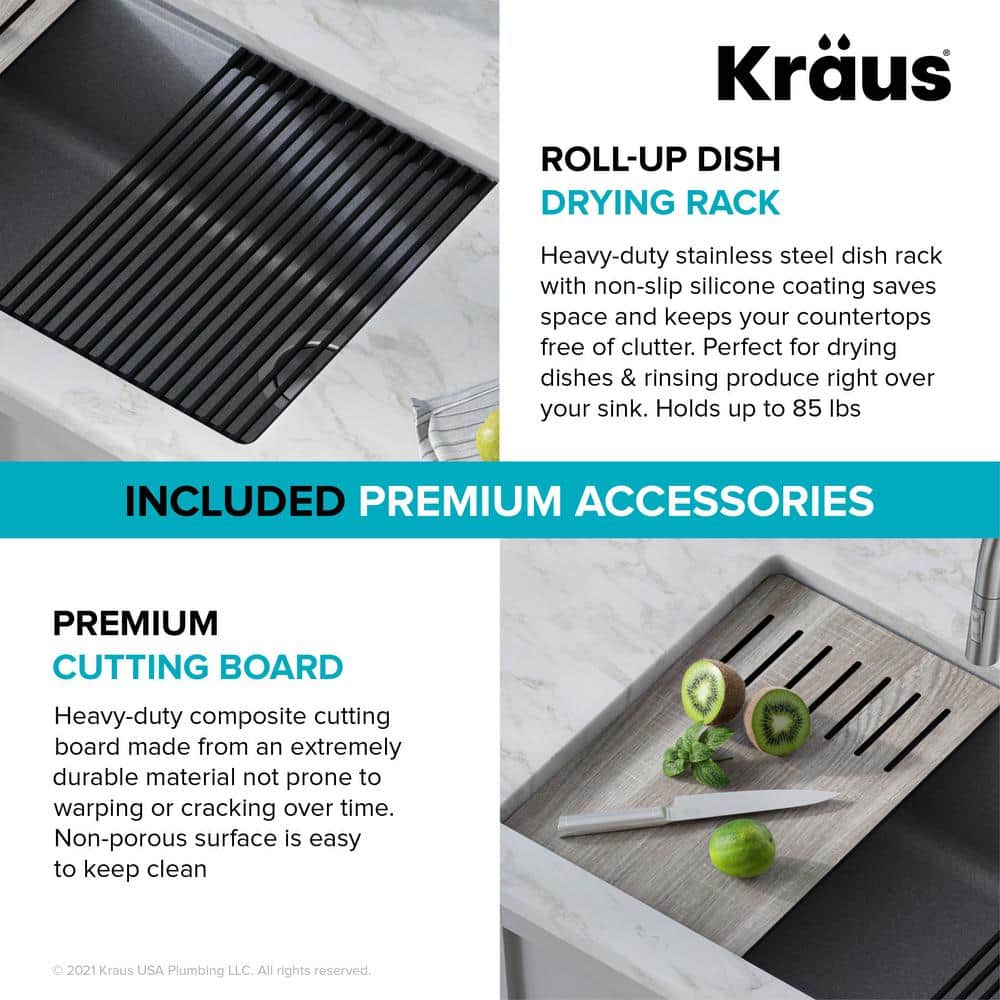 Metallic Gray Quartz Composite Single Bowl Drop-In Kitchen Sink