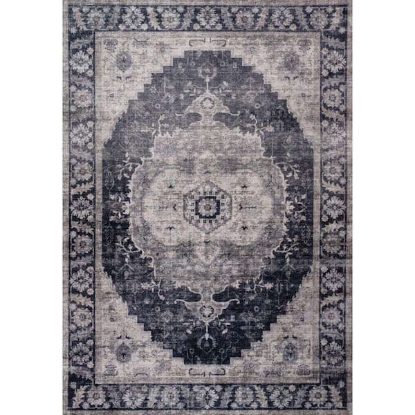 4 ft. x 6 ft. Black and Gray Oriental Area Rug