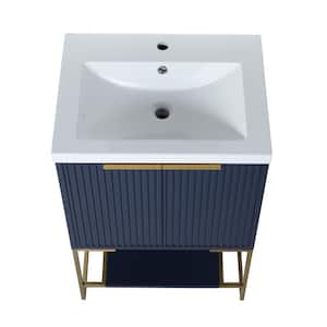 Victoria 24 in. W x 18 in. D x 35 in. H Freestanding Modern Design Single Sink Bath Vanity with Top and Cabinet in Blue