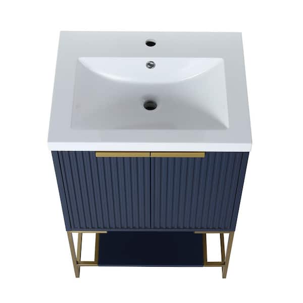 Victoria 24 in. W x 18 in. D x 35 in. H Freestanding Modern Design Single Sink Bath Vanity with Top and Cabinet in Blue