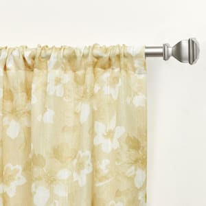 Dara Honey Gold Floral Light Filtering Rod Pocket Curtain, 54 in. W x 84 in. L (Set of 2)