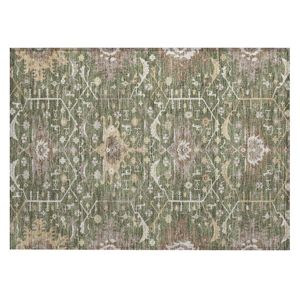 Chantille Machine Washable Indoor/Outdoor Abstract ACN2859 Olive 2 ft. x 3 ft. Accent Rug