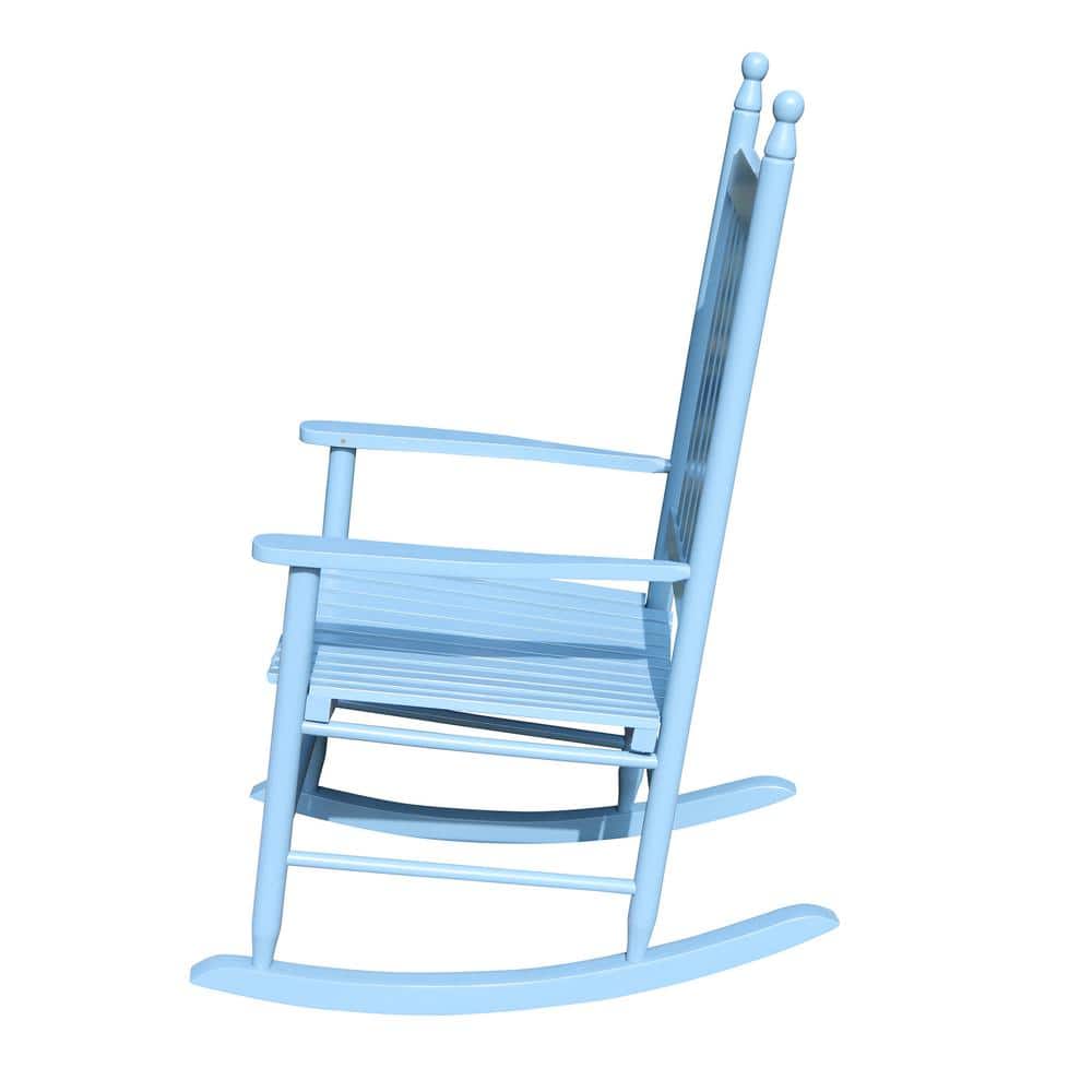 Blue Solid Wood Outdoor Rocking Chair with Arms