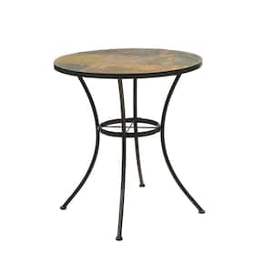 Wales Stone Collection 27 in. Black Slate Top Round table