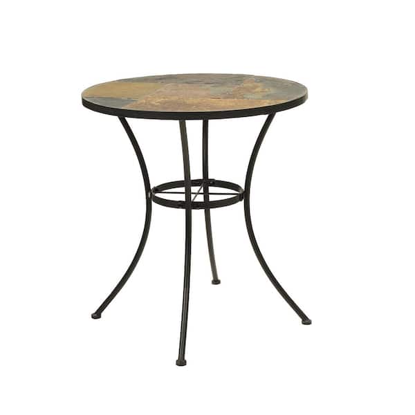 4D Concepts Wales Stone Collection 27 in. Black Slate Top Round table