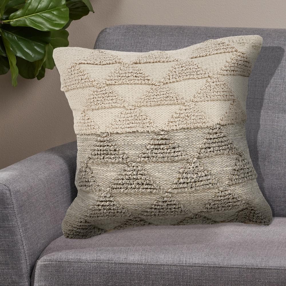 Gray Gradient Cotton Square Throw Pillow