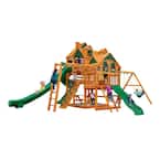 Empire Wooden Outdoor Playset with Monkey Bars, 3 Slides, Rock Wall, Sandbox, and Backyard Swing Set Accessories