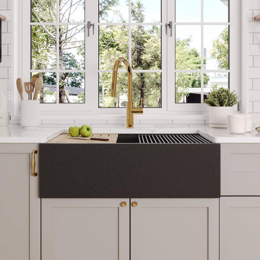 30-Inch Dark Brown Stainless Steel Farmhouse Drop-In Sink