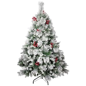 Real Touch️ Full Heavily Flocked Whittaker Spruce Artificial Christmas Tree-5'-Unlit