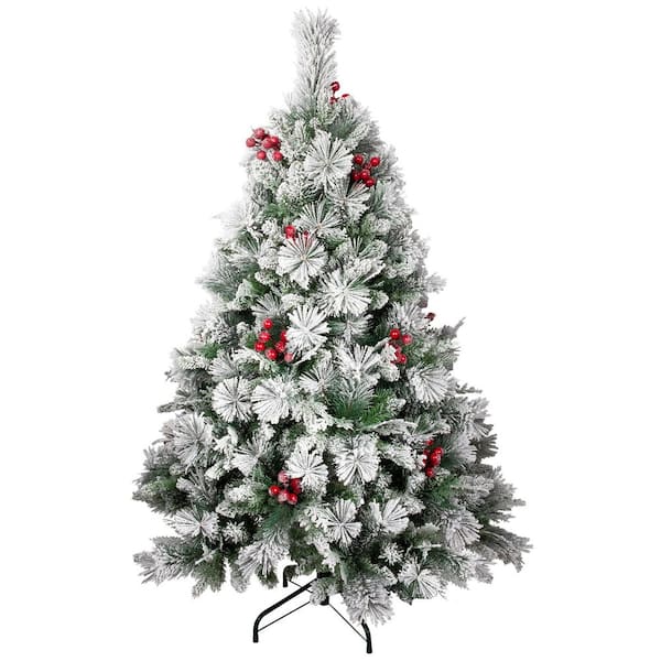 Real Touch️ Full Heavily Flocked Whittaker Spruce Artificial Christmas Tree-5'-Unlit