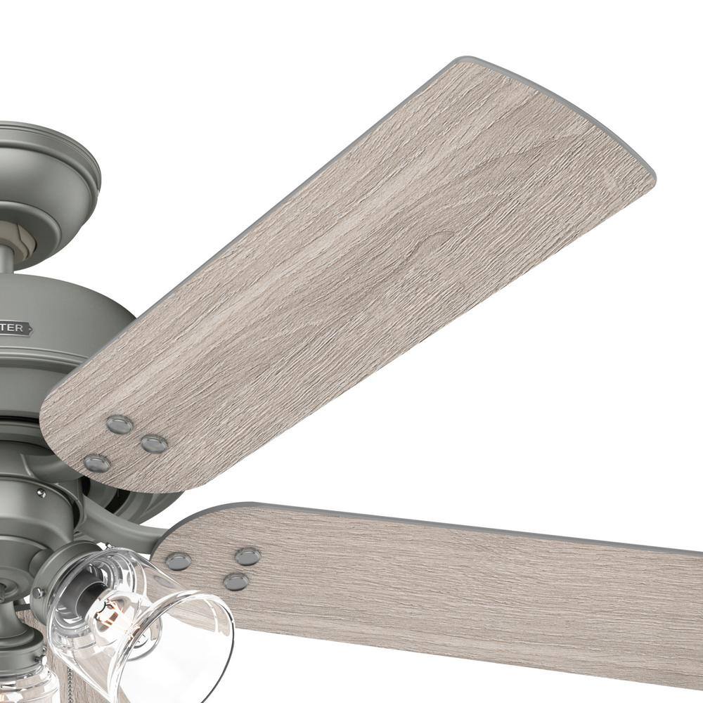 Matte Silver 52" Ceiling Fan with Light Kit and Reversible Blades