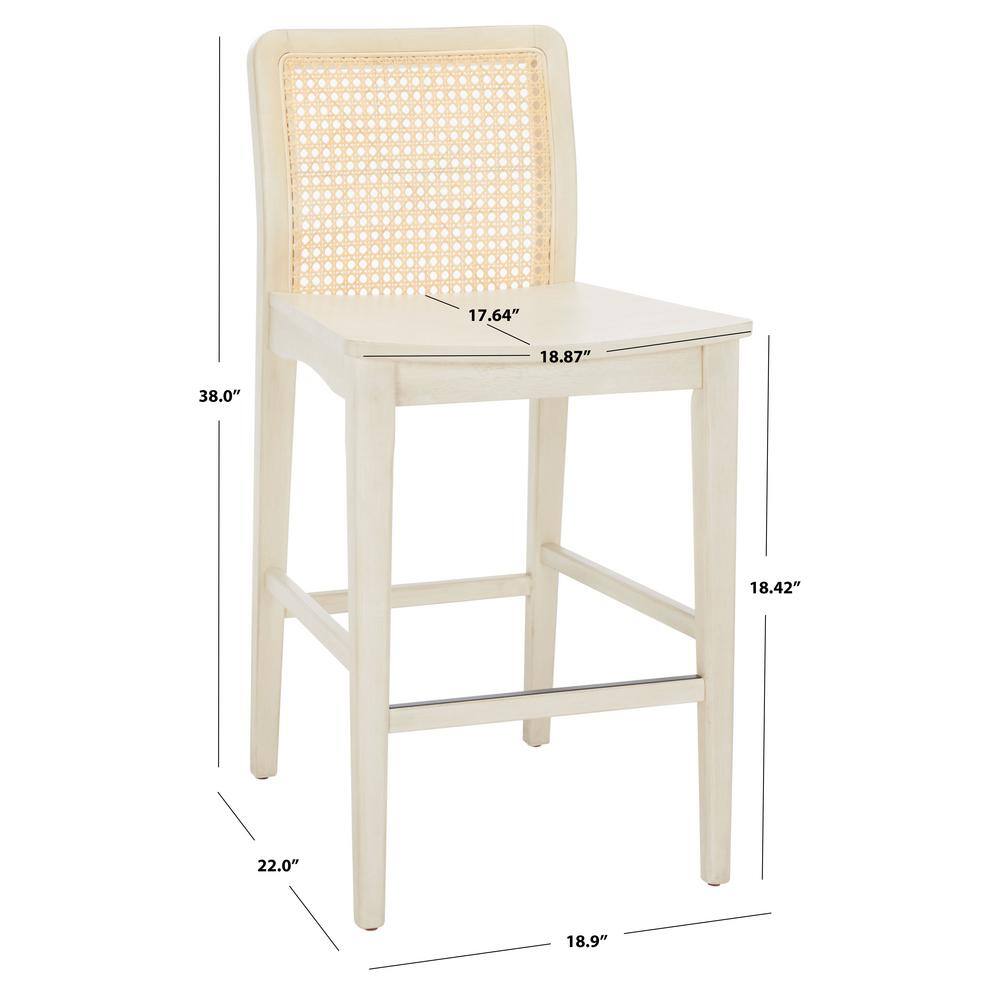 Coastal Charm White and Natural Rubberwood Barstool Set