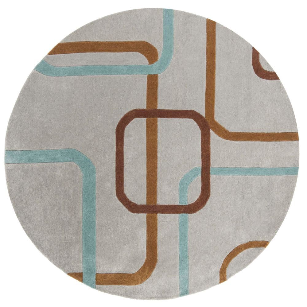 Modern Art 7 ft. x 7 ft. Multi Geometric Abstract Round Area Rug