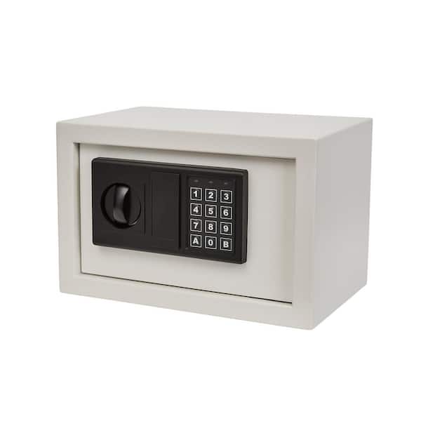 Stalwart Digital Safe Box - Steel Lock Box with Keypad, 2 Manual Override - For Home or Office (White)