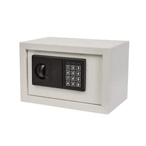 Digital Safe Box - Steel Lock Box with Keypad, 2 Manual Override - For Home or Office (White)