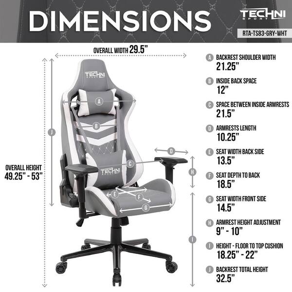 gaming chair grey and white