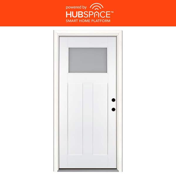 Feather River Doors Smart Glass 36 in. x 80 in. Left Hand Inswing 1/4-Lite Smooth Unfinished Fiberglass Prehung Front Door