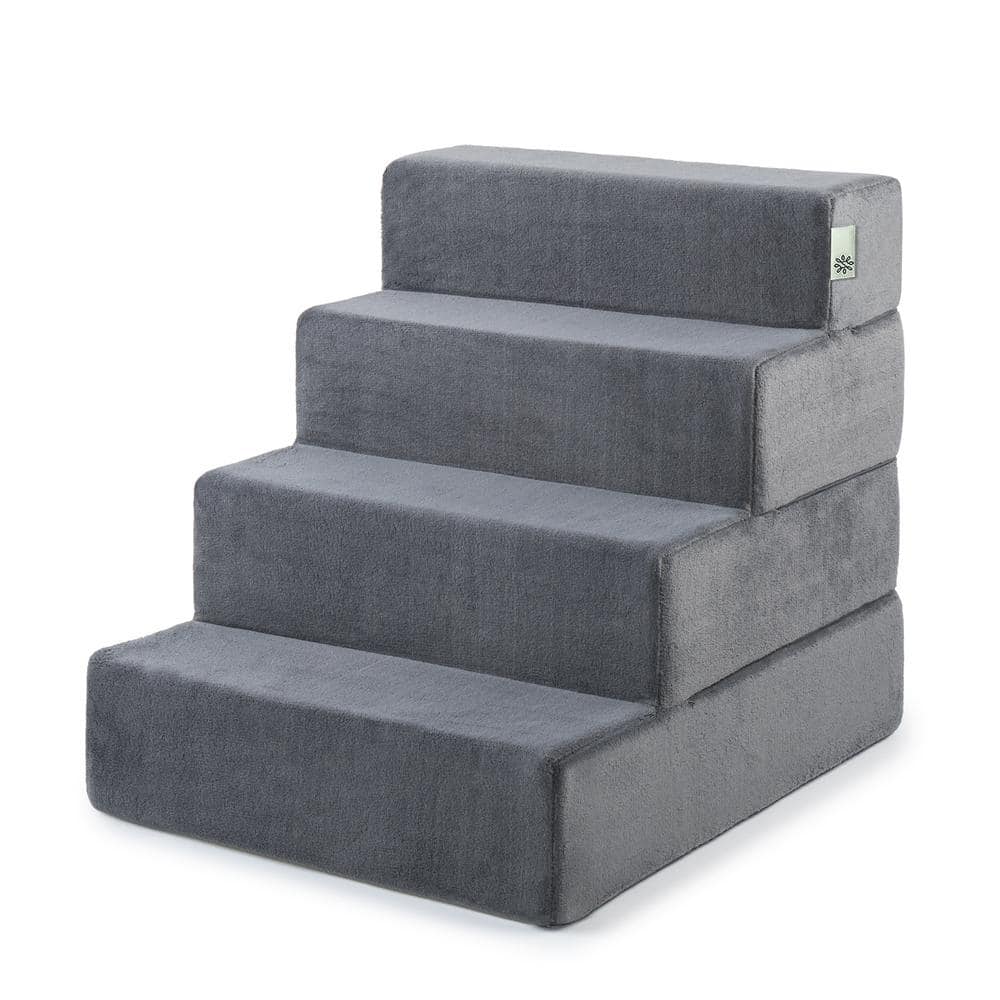 Zinus Charcoal 24 in. X-Large Foam 4 of Steps Pet Stairs