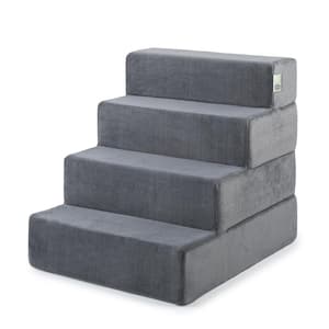 Charcoal 24 in. X-Large Foam 4 of Steps Pet Stairs